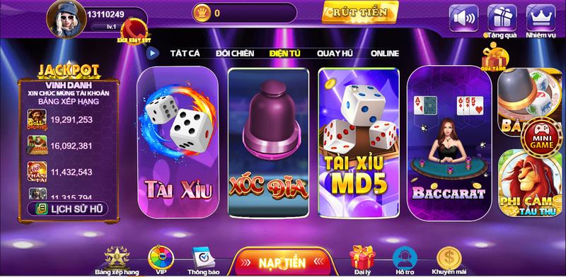 Hệ thống game đổi thưởng phong phú đa dạng hạng mục