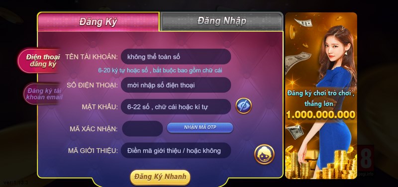 Hướng dẫn đăng ký V99 win để chơi game