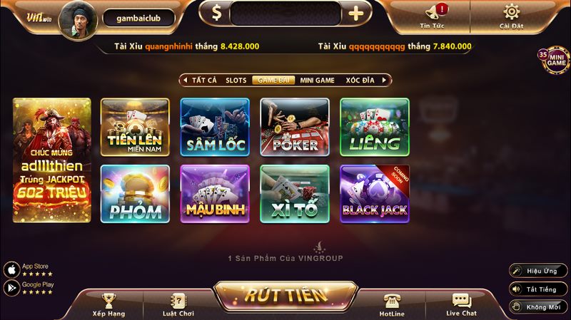 Game bài đổi thưởng ăn khách nhất Vinwin