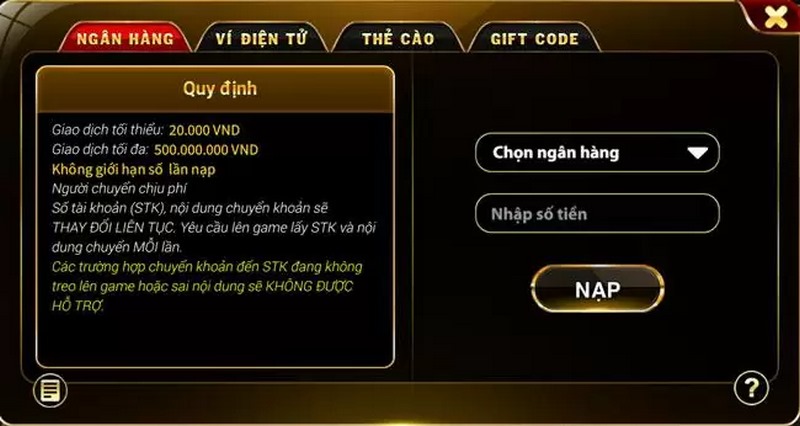 Hướng dẫn quy trình nạp tiền siêu tốc tại cổng game K29