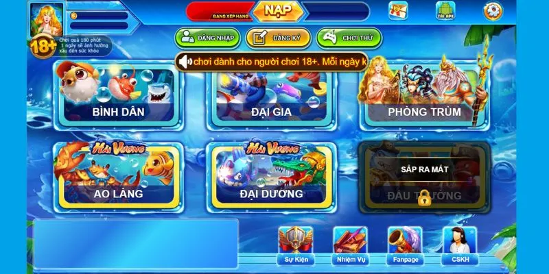 Game có cấp độ bình dân, đại gia hoặc phòng trùm